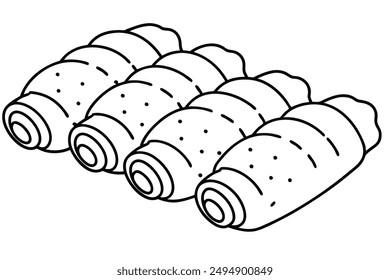 Cannoli line art intrincado boceto culinario