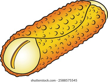 Cannoli traditional italian sweet vector illustration in sketch style. Hand drawn color line art of classic mediterranean treat in tube shape. Homemade pastry and confectionery.