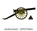 Cannon 18 th century.  Vector illustration, you can easily change the color and size