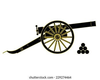 Cannon 18 th century.  Vector illustration, you can easily change the color and size