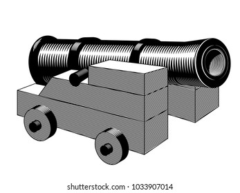 cannon, ancient gun vector illustration