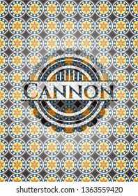 Cannon arabic style emblem. Arabesque decoration.