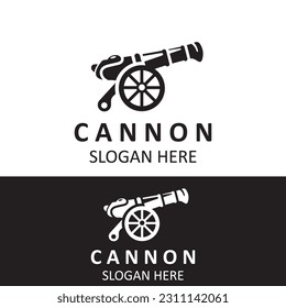 Cannon Artilery logo vintage image design. cannonball military logo concept