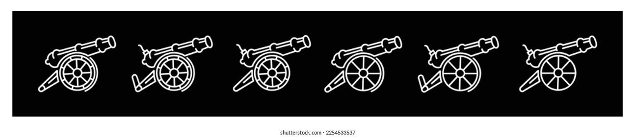 diseño del logotipo de artillería de cañón icono vector,vector del símbolo del cañón del museo,iconos para el diseño en fondo negro