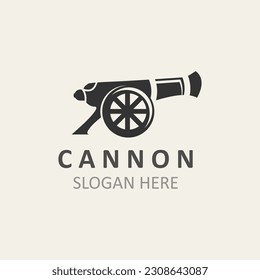 Diseño de imagen vintage con el logotipo de Cannon Artillery. concepto de logotipo militar de canonés 