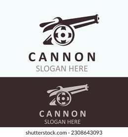 Diseño de imagen vintage con el logotipo de Cannon Artillery. concepto de logotipo militar de canonés 