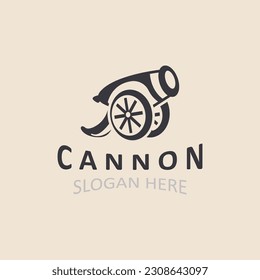 Diseño de imagen vintage con el logotipo de Cannon Artillery. concepto de logotipo militar de canonés 