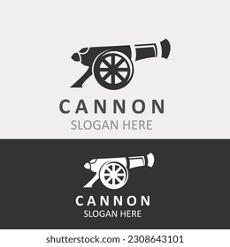 Diseño de imagen vintage con el logotipo de Cannon Artillery. concepto de logotipo militar de canonés 