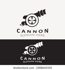 Diseño de imagen vintage con el logotipo de Cannon Artillery. concepto de logotipo militar de canonés 