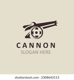 Diseño de imagen vintage con el logotipo de Cannon Artillery. concepto de logotipo militar de canonés 