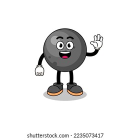 cannon ball cartoon doing wave hand gesture , character design