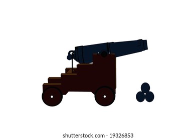 Cannon and Cannon ball drawing