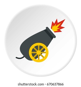 Cannon in the circus icon in flat circle isolated vector illustration for web