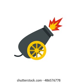 Cannon in the circus icon in flat style isolated on white background. Entertainment symbol vector illustration