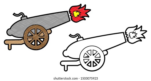 cannon design vector with texture. black and white colors