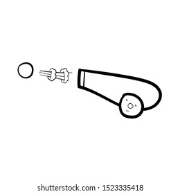 cannon doodle icon vector hand drawing 