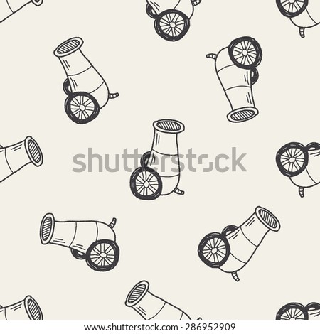 cannon doodle seamless pattern background