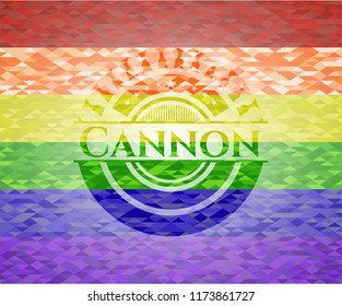 Cannon emblem on mosaic background with the colors of the LGBT flag