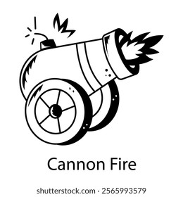 Cannon fire icon designed in glyph style
