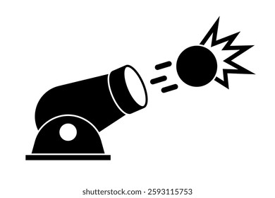 Cannon fire silhouette icon. Vector.