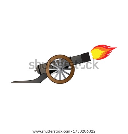 Cannon fire vector isolated on white. Military gun symbol icon illustration.
