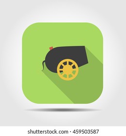 cannon flat icon with long shadow, vector illustration