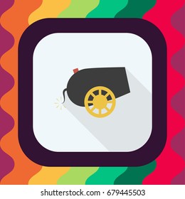 cannon flat icon with long shadow, vector illustration