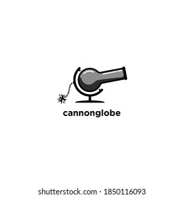 Cannon globe logo icon sign design concept. Vector illustration template