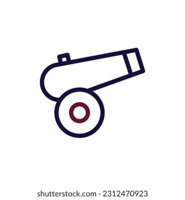 Icono de cañón duocolor maroon color navy vectores militares elemento de ejército y símbolo perfecto.