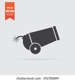 Cannon icon in flat style isolated on grey background. For your design, logo. Vector illustration.