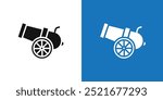 Cannon icon Flat vector set outline