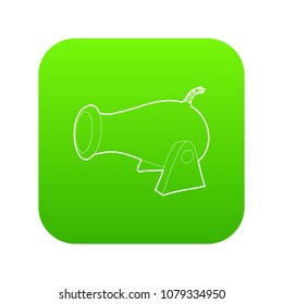 Cannon icon green vector isolated on white background