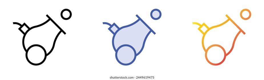 cannon icon. Linear, Blue Fill and Gradient Style Design Isolated On White Background