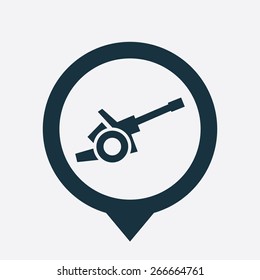 cannon icon map pin on white background
