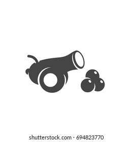 Cannon icon on white background. Cannon vector logo illustration isolated sign symbol. Gun pictogram for web graphics
