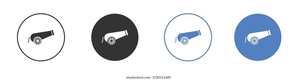 Conjunto de pictogramas de icono de cañón. Diseños de iconos de Vector