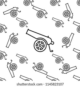 Cannon Icon Seamless Pattern, Weapon Icon, Old Style Vector Art Illustration