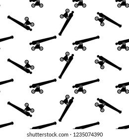 Cannon Icon Seamless Pattern, Weapon Icon, Old Style Vector Art Illustration