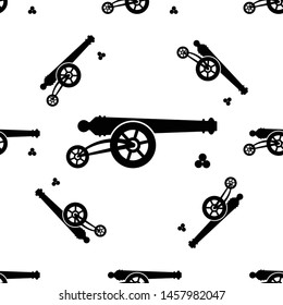 Cannon Icon Seamless Pattern, Weapon Icon, Old Style Vector Art Illustration