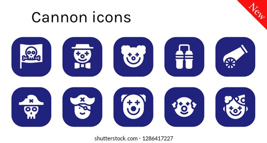  cannon icon set. 10 filled cannon icons. Simple modern icons about  - Pirate, Clown, Nunchaku, Cannon