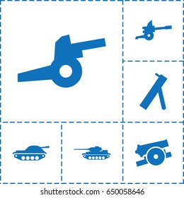 Cannon icon. set of 6 cannon filled icons such as cannon