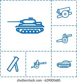 Cannon icon. set of 6 cannon outline icons such as cannon