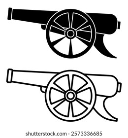 cannon icon, simple flat style, illustration, logo sign symbol pictogram template, for ui or ux isolated on white for mobile app, editable	