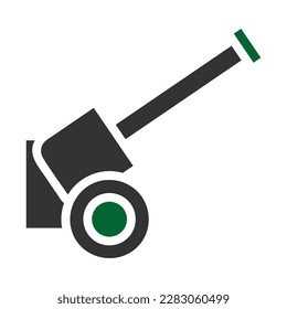 cannon icon solid grey green colour military illustration vector army element and symbol perfect. Icon sign from modern collection for web.