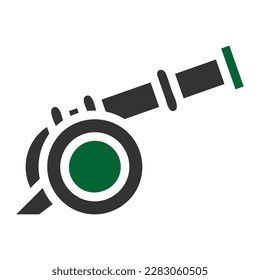 cannon icon solid grey green colour military illustration vector army element and symbol perfect. Icon sign from modern collection for web.