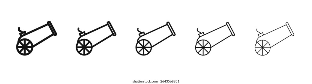 Signo de ilustración de conjunto de contorno de Vector de icono de cañón