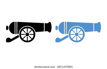 Cannon icon vector set. Old vintage artillery gun symbol isolated on white background.