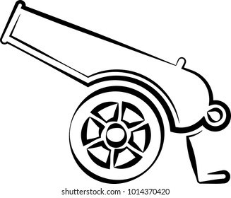 Cannon Icon, Weapon Icon, Old Style Vector Art Illustration