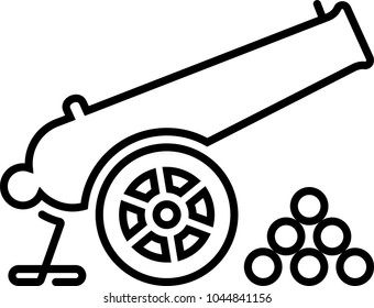 Cannon Icon, Weapon Icon, Old Style Vector Art Illustration