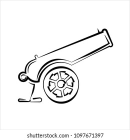 Cannon Icon, Weapon Icon, Old Style Vector Art Illustration